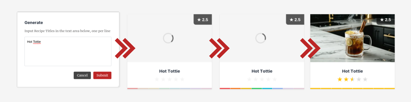 Progress bar segments lighting up as each generation stage completes